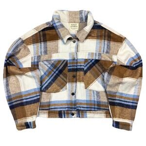 Ashley 26 International Plaid Shacket Jacket XL Blue Brown 1028